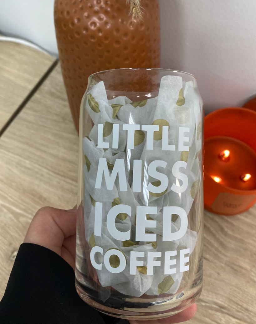 Little Miss Iced Coffee Glass Can - Little Miss Trend - Iced Coffee Glass Can - Coffee Addict Glass - Iced Coffee Latte Glass Can - Lulu&May