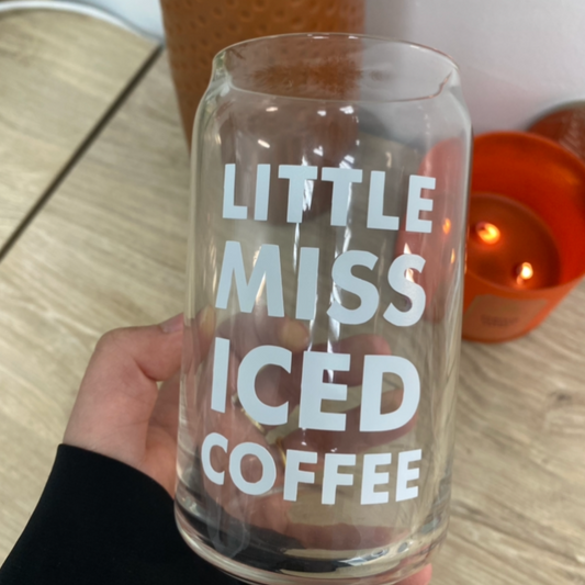 Little Miss Iced Coffee Glass Can - Little Miss Trend - Iced Coffee Glass Can - Coffee Addict Glass - Iced Coffee Latte Glass Can - Lulu&May