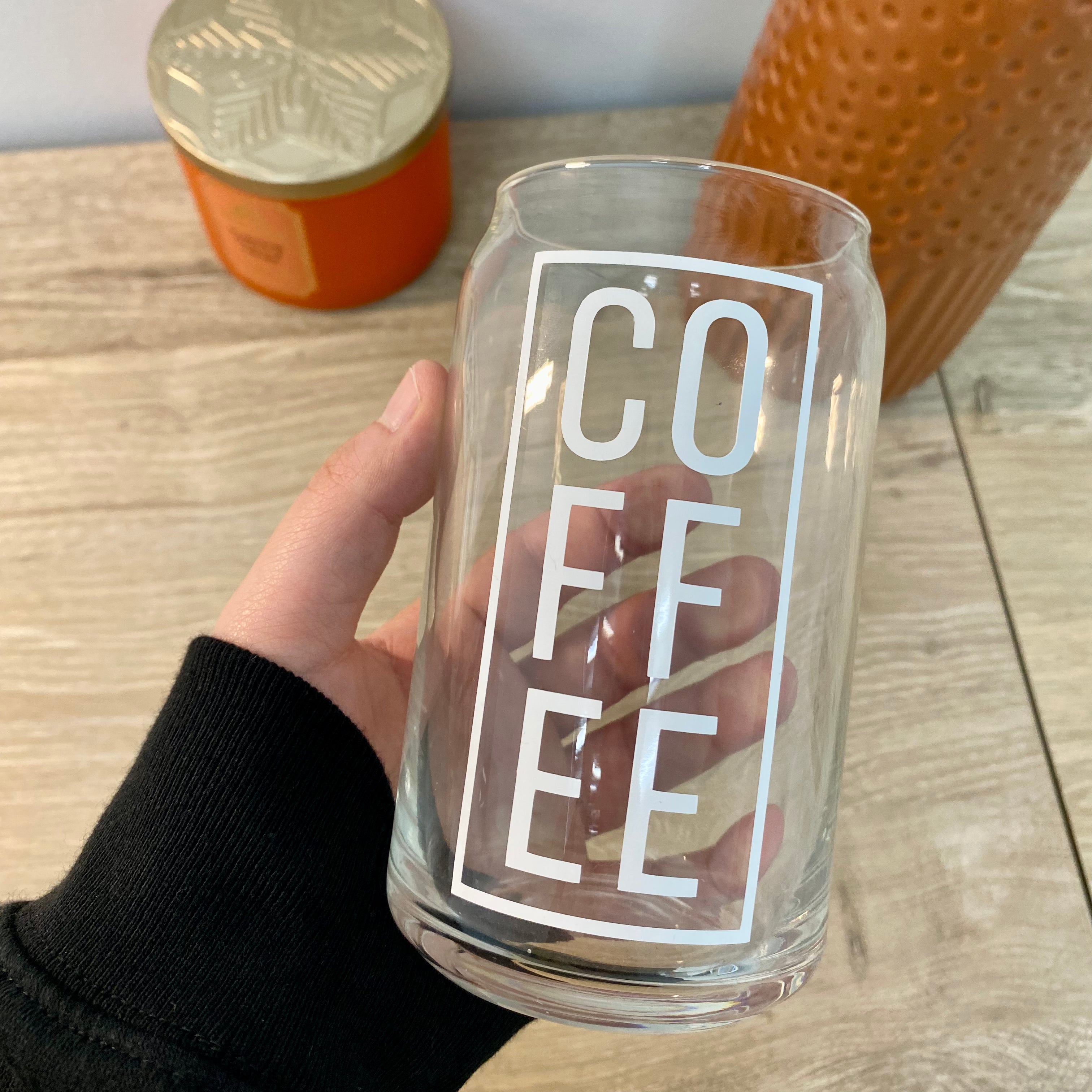 Coffee Glass Can- iced coffee glass can - glass coffee cup- iced coffee glass cup- But First coffee coffee cup- Lulu & May