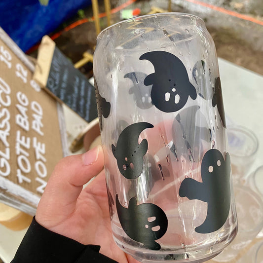 Ghost Glass Can -Halloween Glass Can