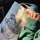 Head of Flowers Line Art Tote Bag | 13 x 15 Tote bag