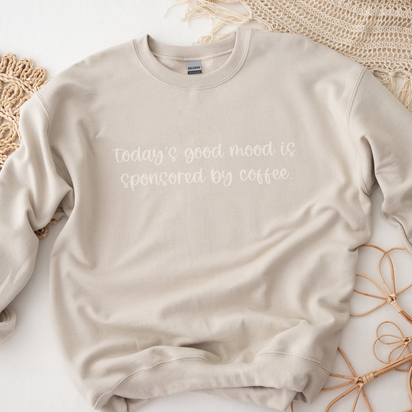Today's Good Mood is Sponsored by Coffee Crewneck - Screen Printed Sweater- Unisex Neural sweatshirt -