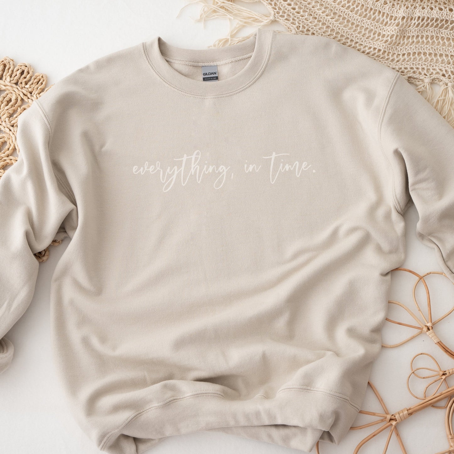 Everything in Time Crewneck - Screen Printed Sweater- Unisex Neural sweatshirt -