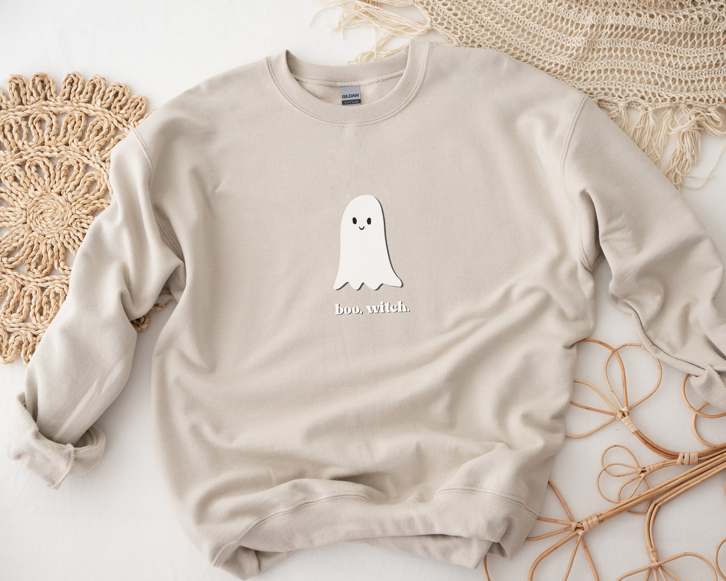 Boo Witch Crewneck - Halloween Crewneck - Screen Printed Sweater- Unisex Neural sweatshirt -