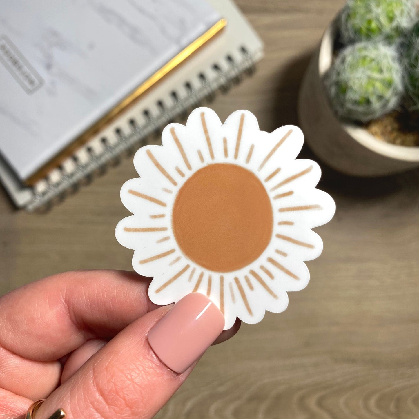Terracotta watercolor sun sticker | weatherproof die-cut stickers |  2x2”