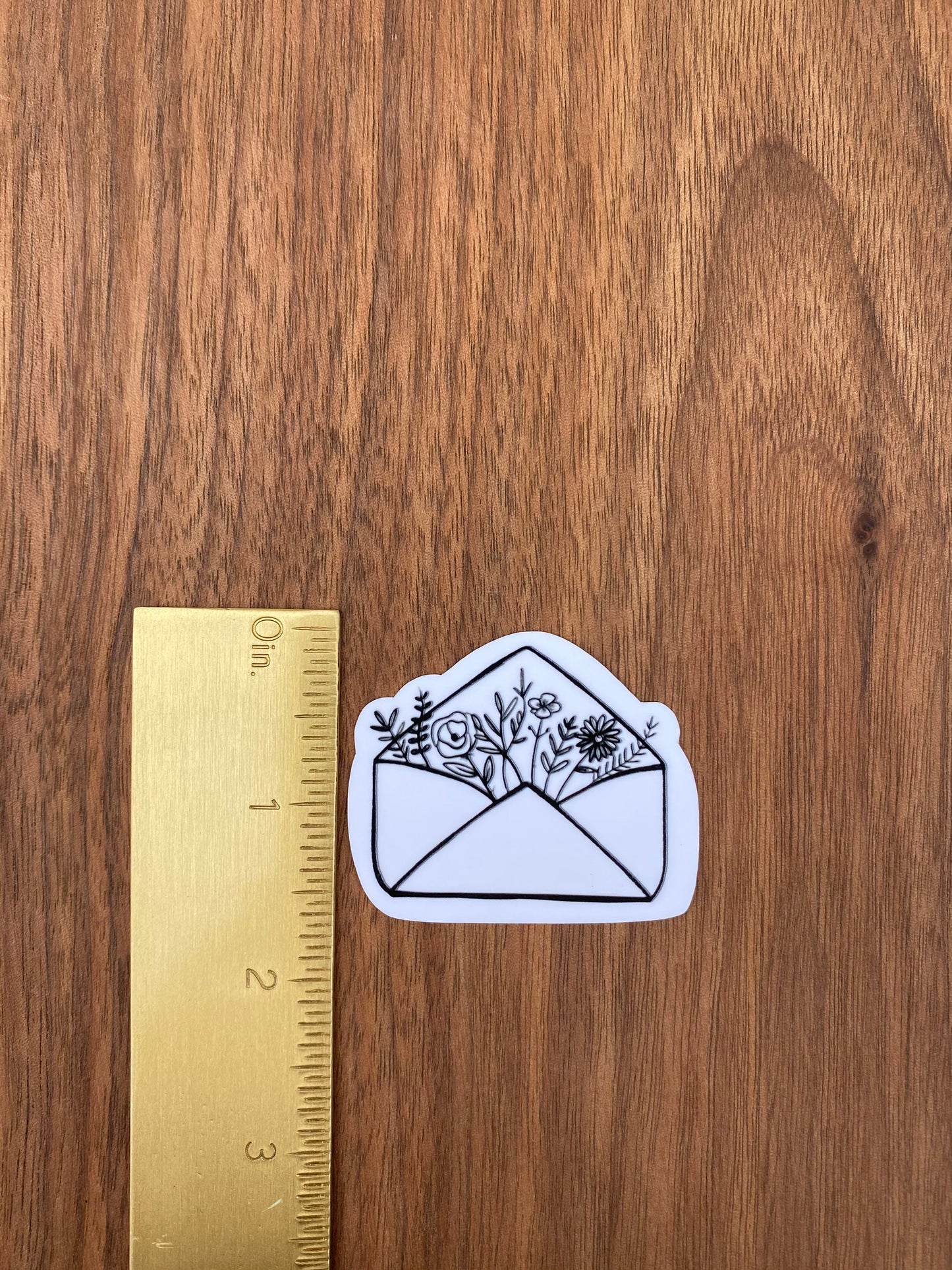 Minimal envelope filled with flowers sticker | weatherproof die-cut stickers |  2x1.7”