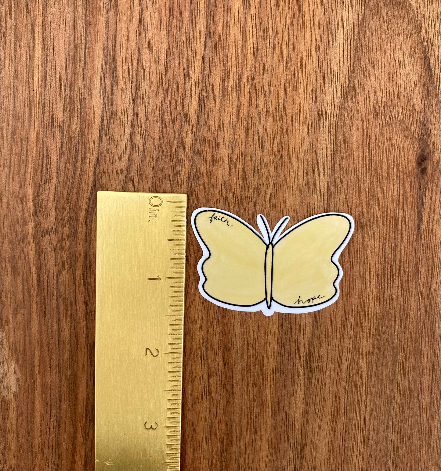 Yellow butterfly sticker | weatherproof die-cut stickers |  1x2” -Faith and hope sticker