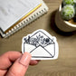 Minimal envelope filled with flowers sticker | weatherproof die-cut stickers |  2x1.7”