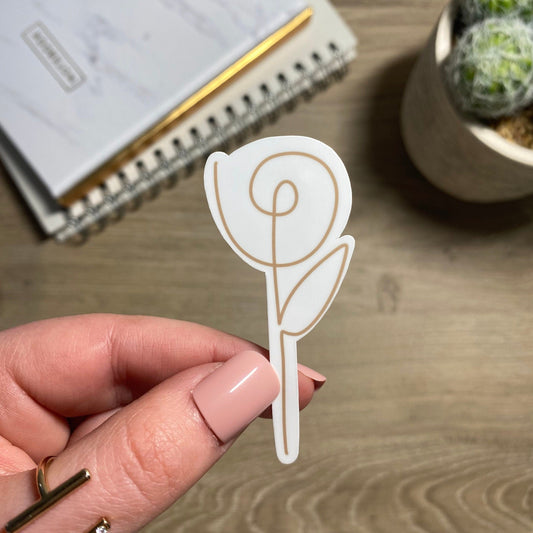 Minimal rose sticker | weatherproof die-cut stickers |  1x3”