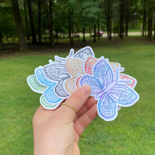 Colorful Butterfly sticker | Ombre Butterfly Sticker | weatherproof die-cut stickers |  2.5x3”
