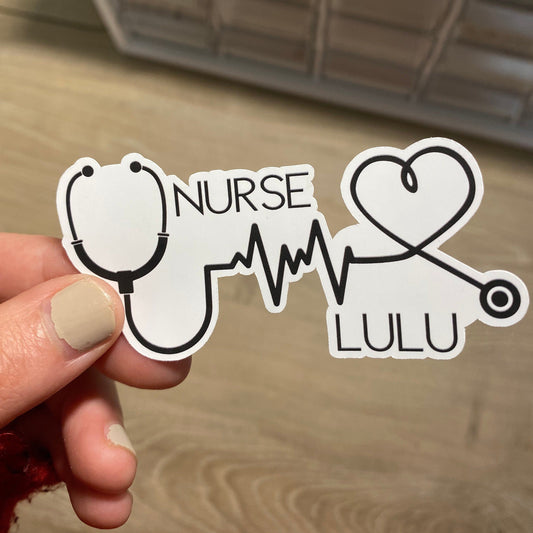 Custom Nurse Name Sticker | Nurse Custom Sticker | Future Nurse Sticker | weatherproof die-cut stickers |  1.5 x 3"