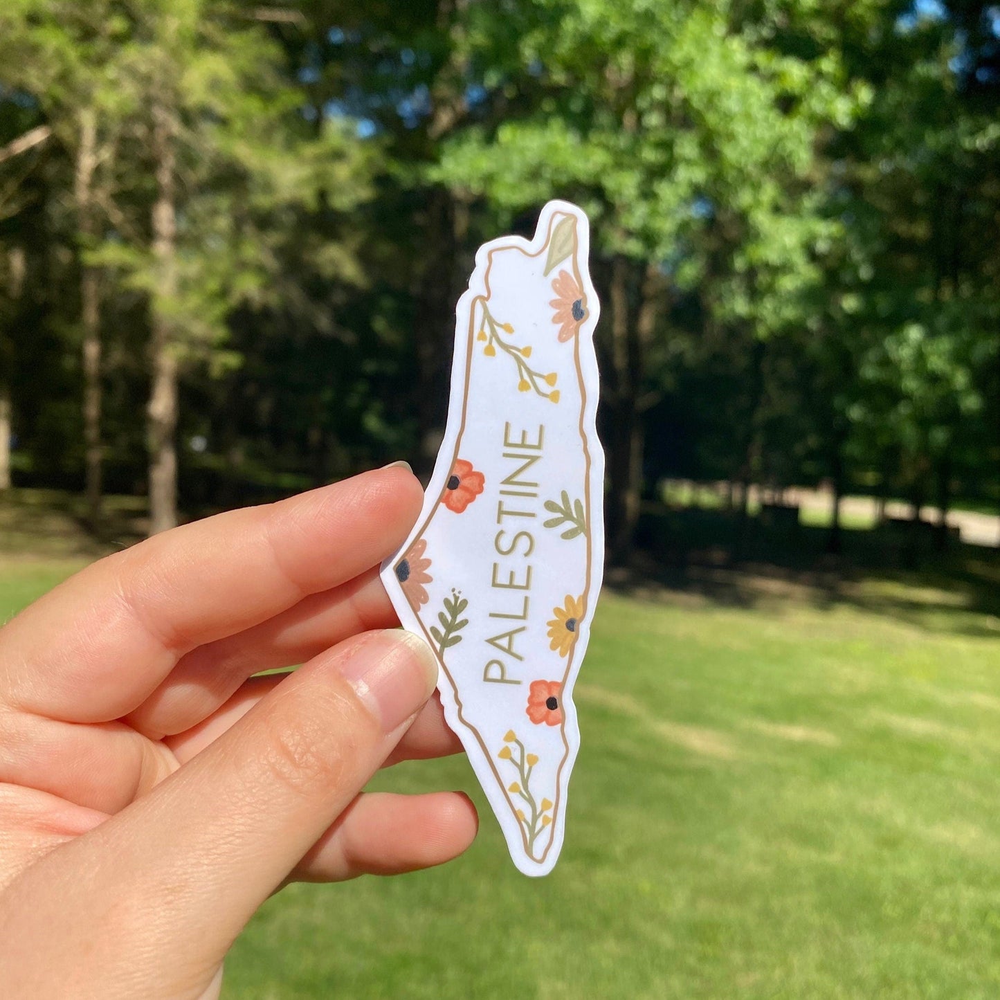Palestine Map Outline Sticker | Palestine Floral Map Sticker | Free Palestine Sticker | weatherproof die-cut stickers |  1.5 x 4.2"