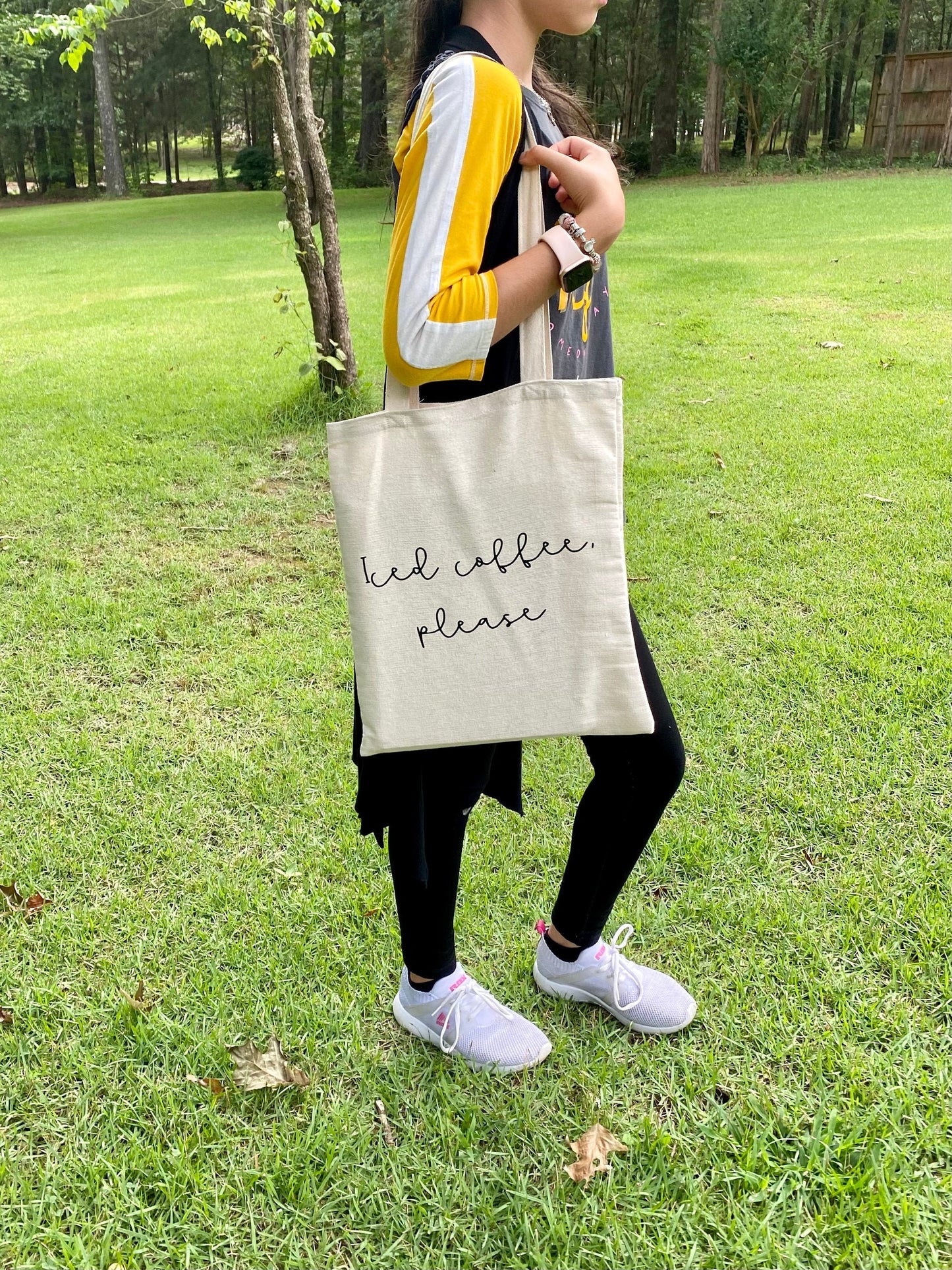 Iced Coffe, Please Tote Bag | 13 x 15 Tote bag | Custome tote bags | coffee tote bags | tote bag canvas