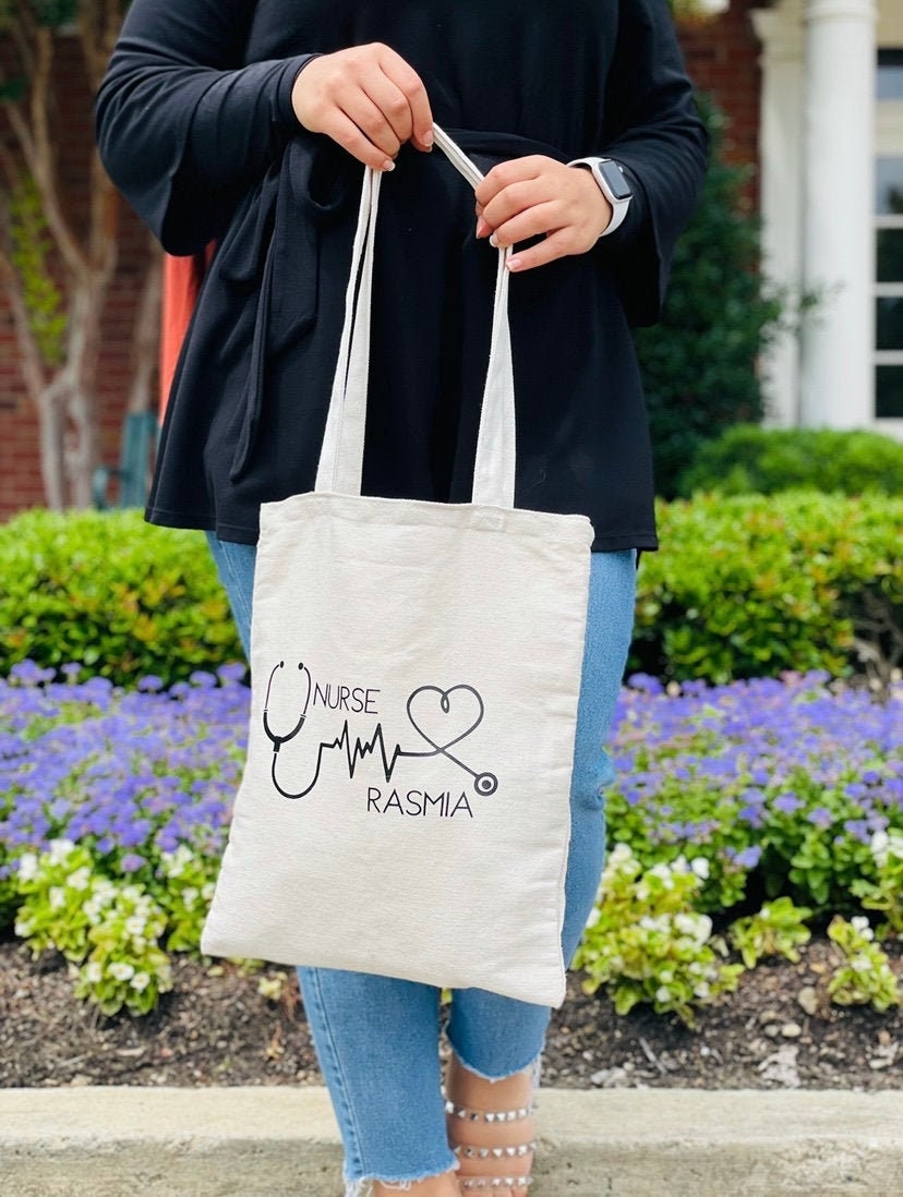 Custom Nurse Tote Bag | 13 x 15 Tote bag | Custom Name Nurse tote bags | future nurse tote bags | tote bag canvas