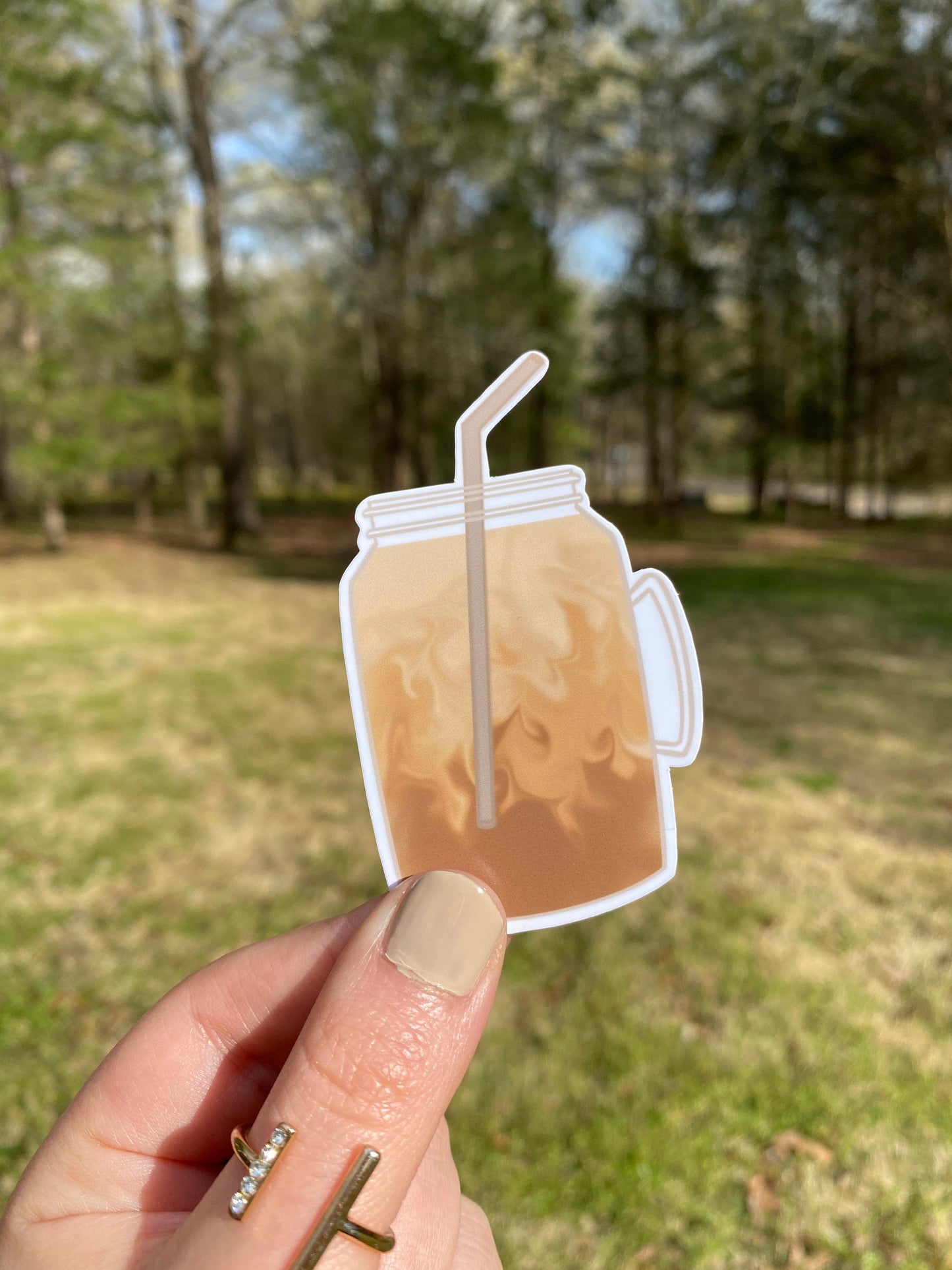 Iced coffee sticker | weatherproof die-cut stickers | 1.5 x 3”