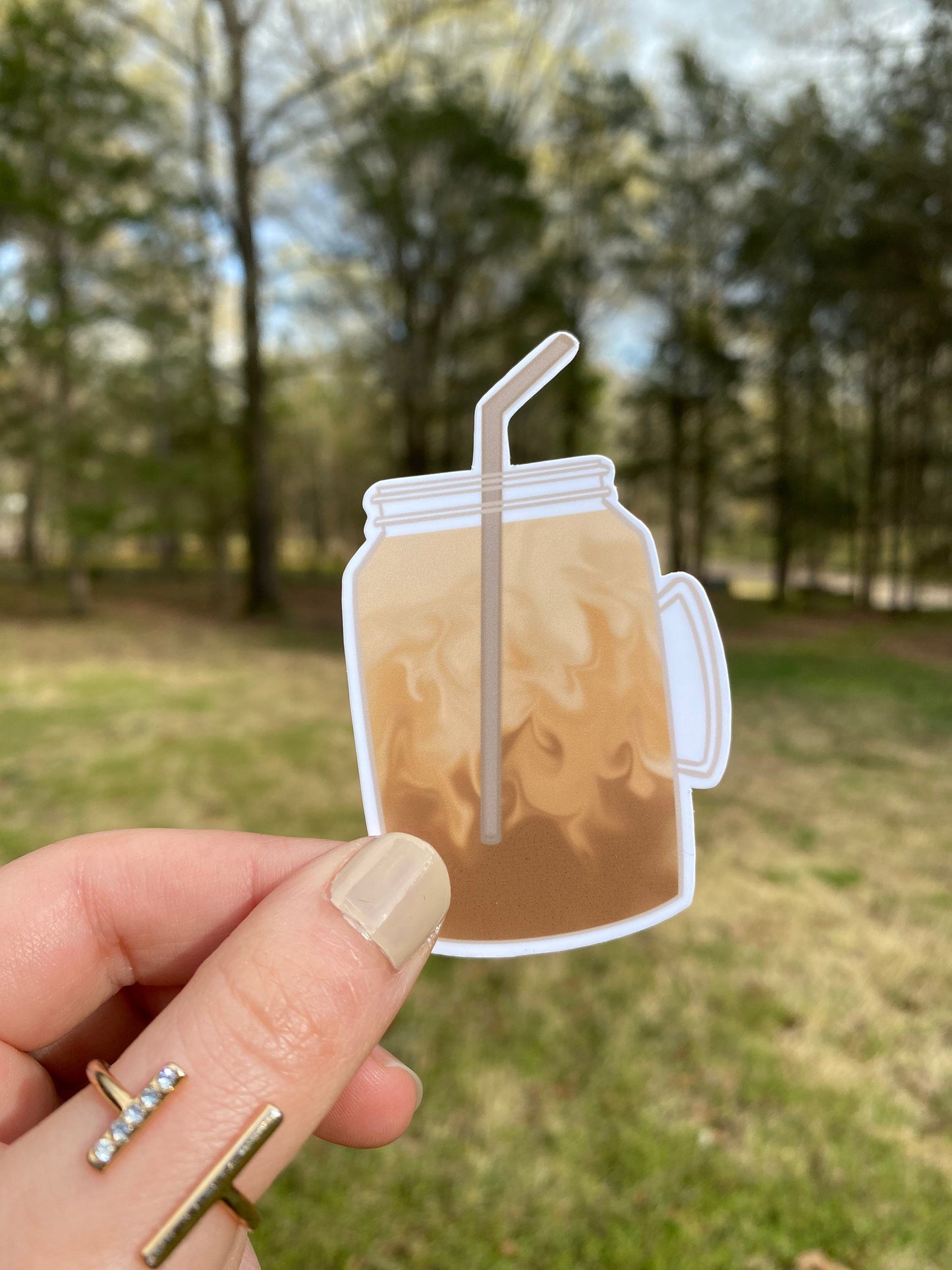 Iced coffee sticker | weatherproof die-cut stickers | 1.5 x 3”