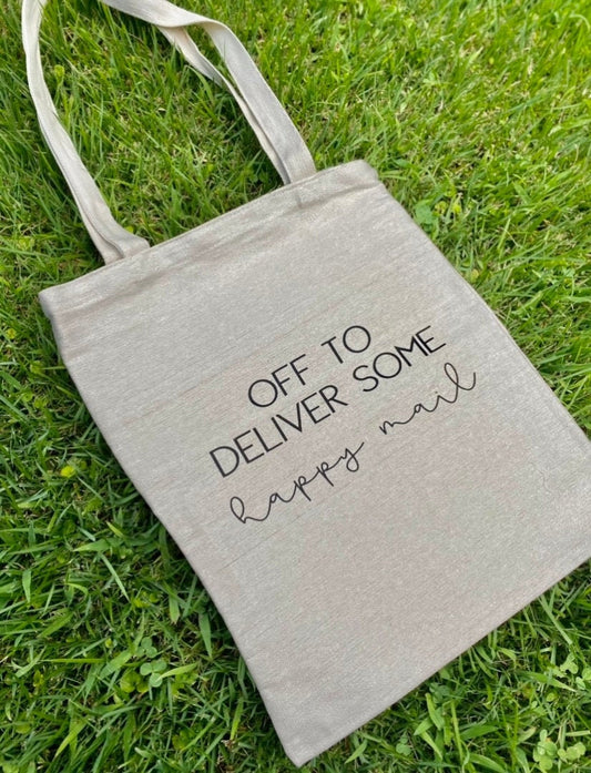 Off to deliver some happy mail Tote Bag | 13 x 15 Tote bag | Small business owner tote bag | Business owner tote | happy mail tote bag