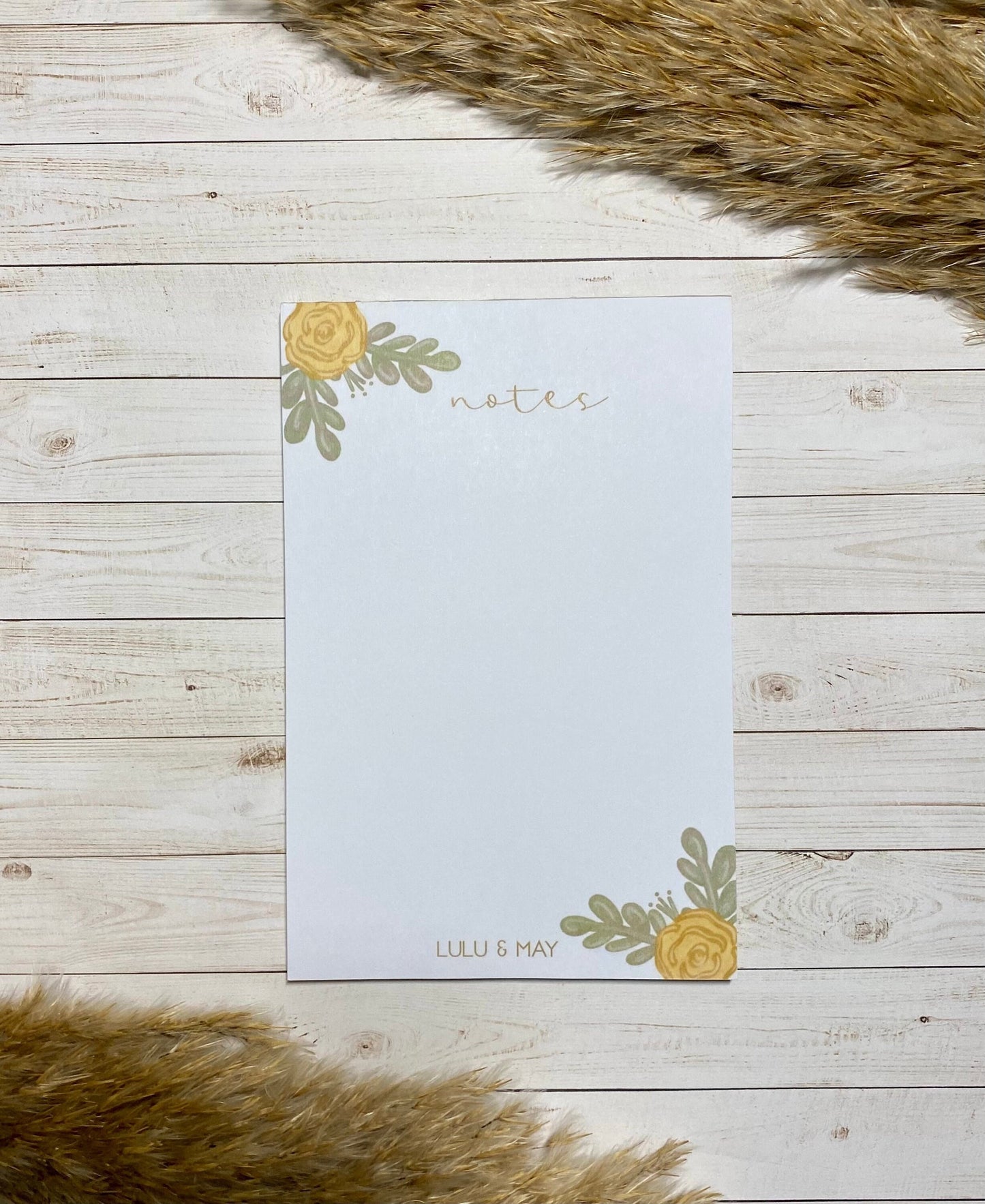 Yellow Rose Notepad | 50 Sheet Notepad Planner| 4 x 6" Notepad | Minimal Daily Planner Notepad | Lulu & May