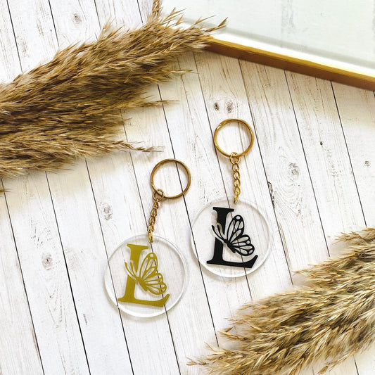 Butterfly Letter Acrylic Keychain | Custom Letter Keychain | Elegant Custom Letter Keychain | Butterfly Keychain |Custom Acrylic Keychain