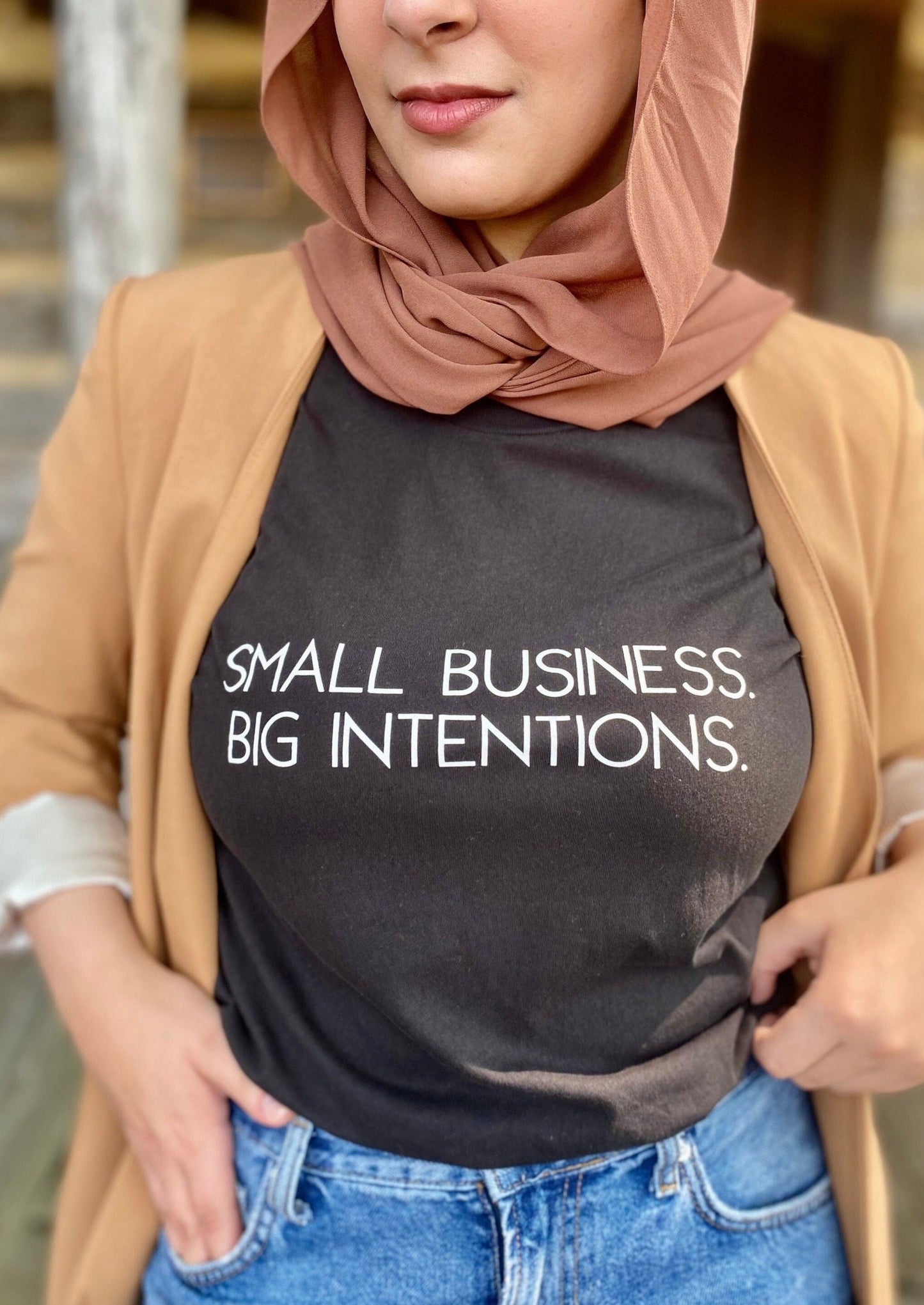 Small Business Big Intentions T-shirt - Unisex HTV - 100% organic Cotton T-Shirt -Small Business owner T-shirt-Small biz owner- Fall Fashion