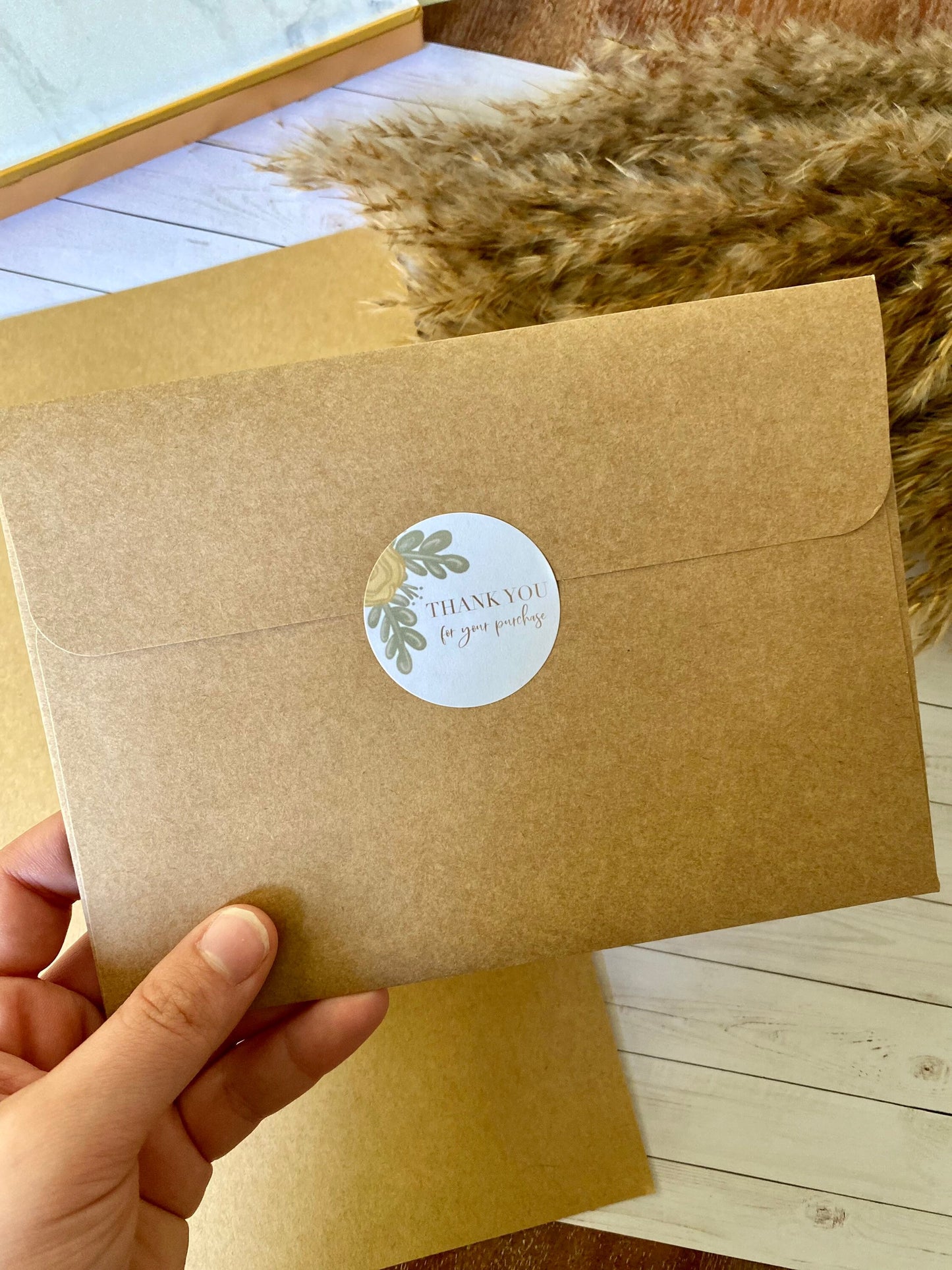 Thank You Packaging Stickers - 1.67" Thank You Stickers - Yellow Floral Thank You For Your Purchase Sticker - Small Business Packaging Stick
