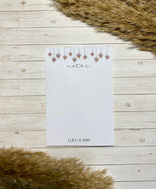Hanging Plants Notepad | 50 Sheet Notepad Planner| 4 x 6" Notepad | Minimal Daily Planner Notepad | Lulu & May