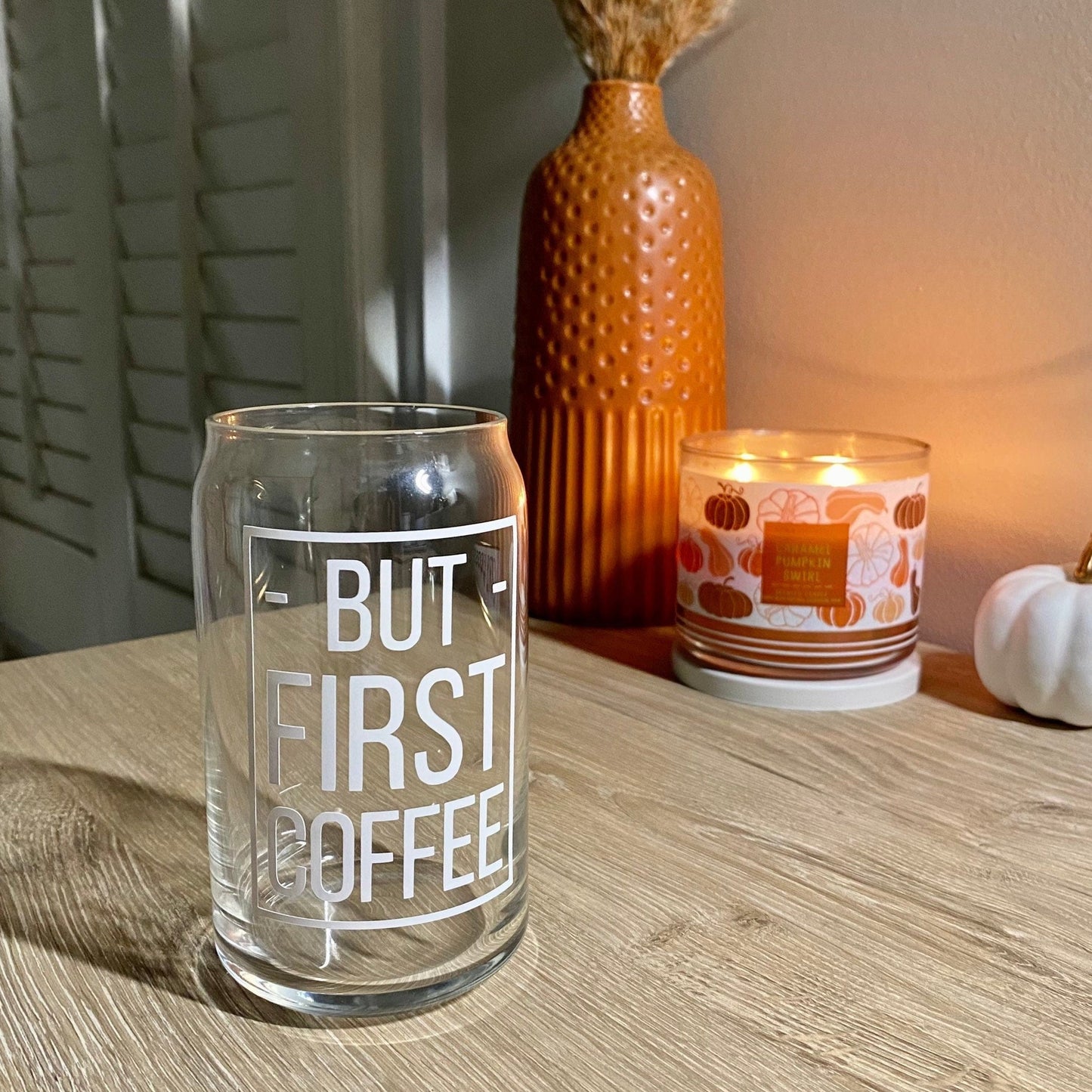 But First, Coffee Glass Can- iced coffee glass can - glass coffee cup- iced coffee glass cup- But First coffee coffee cup- Lulu & May