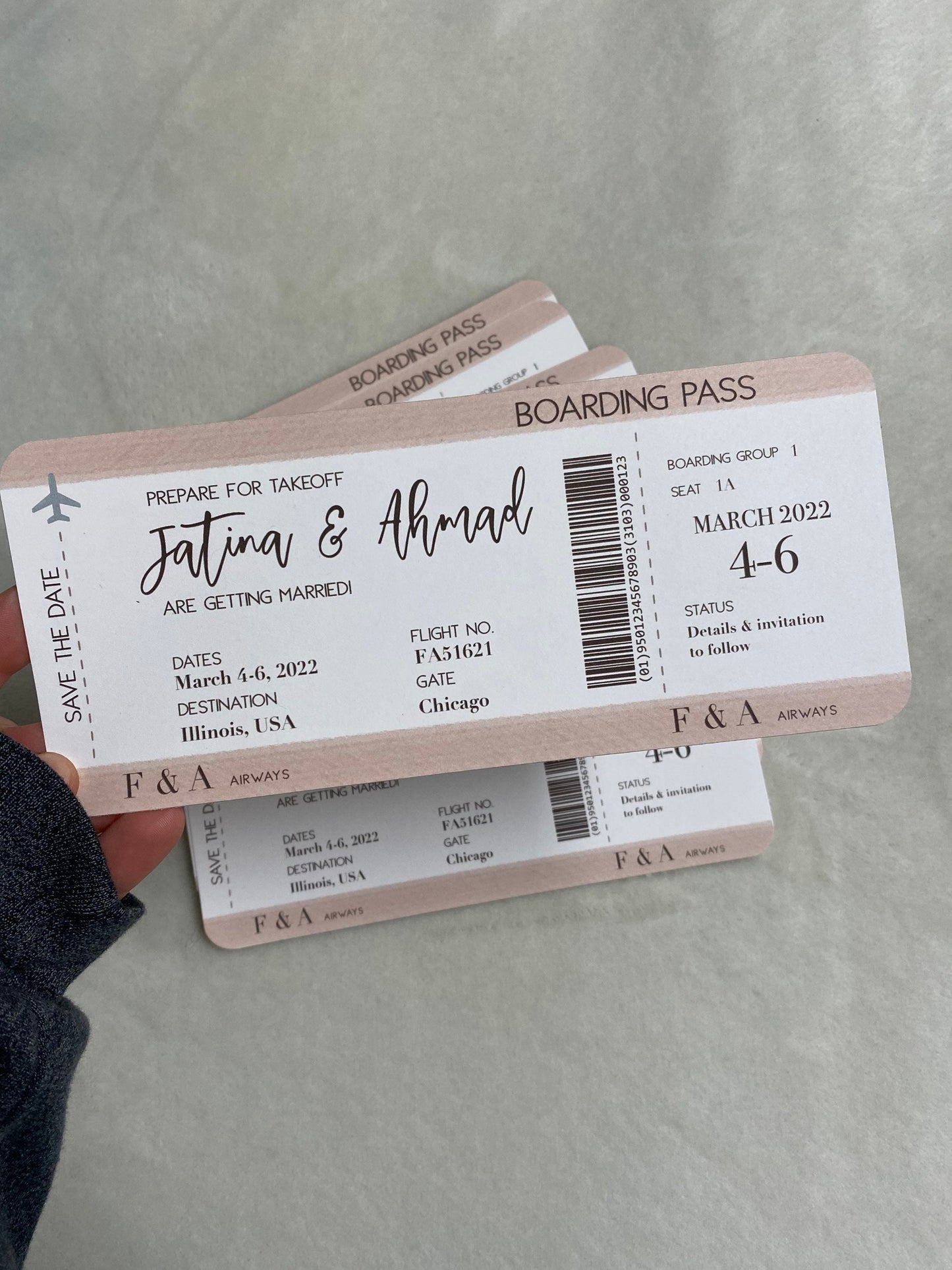 Digital Save the Date Boarding Pass DIGITAL FILE - Boarding Pass Wedding Invitations | Custom Destination wedding invitation