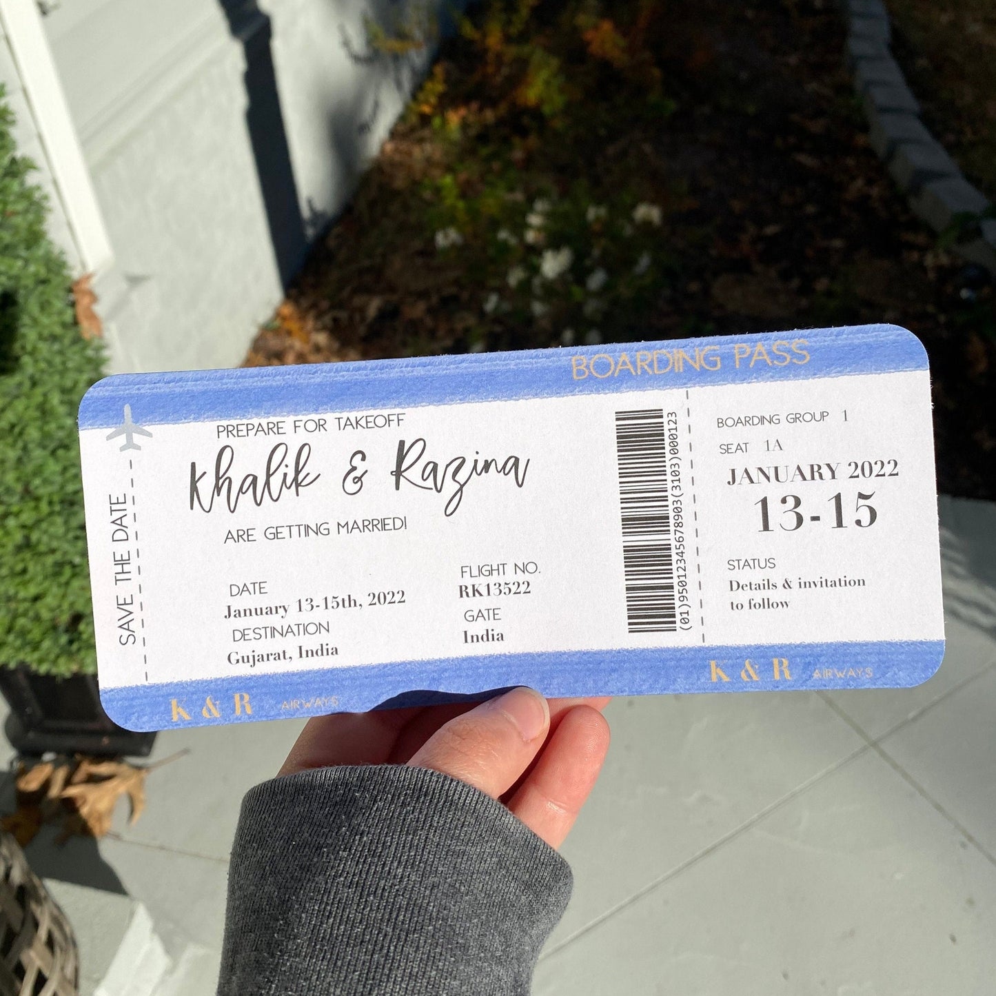 Digital Save the Date Boarding Pass DIGITAL FILE - Boarding Pass Wedding Invitations | Custom Destination wedding invitation